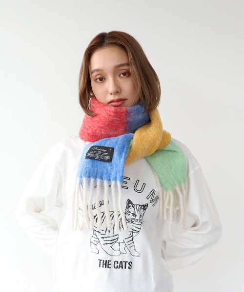Three Four Time(スリーフォータイム)の「マルチカラーブークレーマフラー(ストール/ショール・レディース・ブルー系その他/イエロー系その他/ピンク系その他・FREE)」の6枚目の写真