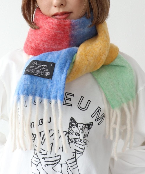 Three Four Time(スリーフォータイム)の「マルチカラーブークレーマフラー(ストール/ショール・レディース・ブルー系その他/イエロー系その他/ピンク系その他・FREE)」の8枚目の写真