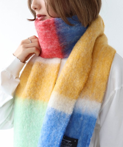 Three Four Time(スリーフォータイム)の「マルチカラーブークレーマフラー(ストール/ショール・レディース・ブルー系その他/イエロー系その他/ピンク系その他・FREE)」の7枚目の写真