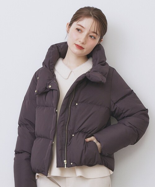ダークブラウン ショート丈ダウンジャケット KAWADAダウンショートコート【撥水/洗濯機OK/静電気防止裏地】《XS～LL