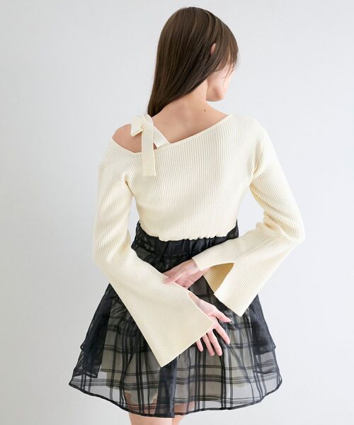 MAJESTIC LEGON(マジェスティックレゴン)の「ショルダーリボンコルセットミニワンピ(ワンピース・レディース・グレー/アイボリー/ブラック・MEDIUM)」の8枚目の写真