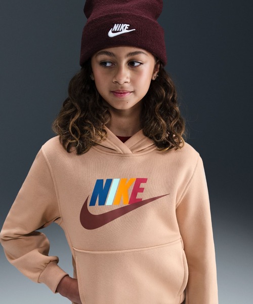 NIKE（ナイキ）の「NIKE/ナイキ キッズ パーカー K NSW CLUB FLC HDY HBR FD2988-201（パーカー・キッズ・ベージュ・140cm/130cm/160cm/150cm）」の4枚目の写真