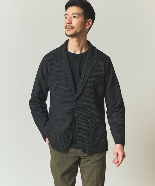 TETE HOMME(テットオム)の「【家庭洗濯可能】バーズアイ ストレッチニットジャケット(テーラードジャケット・メンズ・チャコールグレー/ライトグレー・LARGE/MEDIUM)」の5枚目の写真