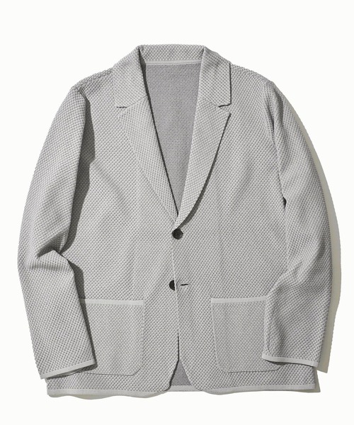 TETE HOMME(テットオム)の「【家庭洗濯可能】バーズアイ ストレッチニットジャケット(テーラードジャケット・メンズ・チャコールグレー/ライトグレー・LARGE/MEDIUM)」の4枚目の写真