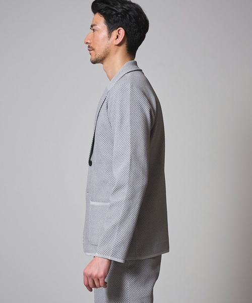 TETE HOMME(テットオム)の「【家庭洗濯可能】バーズアイ ストレッチニットジャケット(テーラードジャケット・メンズ・チャコールグレー/ライトグレー・LARGE/MEDIUM)」の9枚目の写真