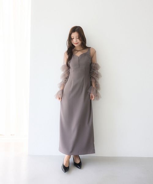 セール】ラッフルスリーブチュールボレロSETキャミドレス（ドレス