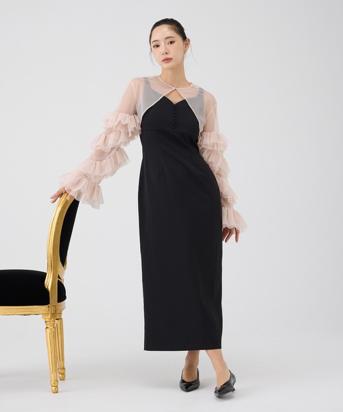 セール】ラッフルスリーブチュールボレロSETキャミドレス（ドレス