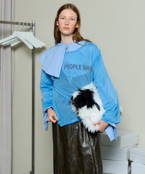 MAISON SPECIAL(メゾンスペシャル)の「Sheer Layered Long Sleeve T-shirt / シアーレイヤードロンTee(Tシャツ/カットソー・レディース・ベージュ/ブラック/ブルー・FREE)」の3枚目の写真