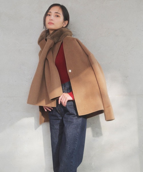 NOELA（ノエラ）の「ファーストール付きリバーミドルコート（その他アウター・レディース・レッド/キャメル・フリー）」の3枚目の写真