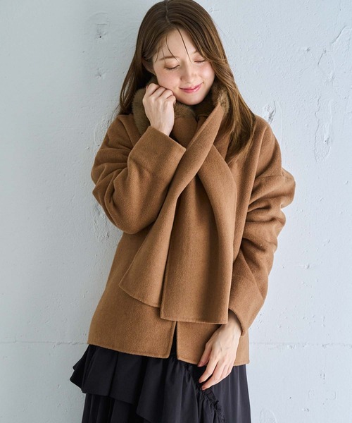 NOELA（ノエラ）の「ファーストール付きリバーミドルコート（その他アウター・レディース・レッド/キャメル・フリー）」の9枚目の写真