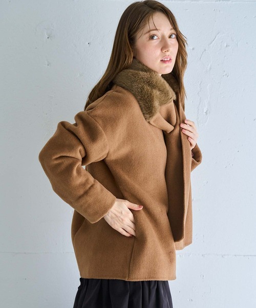 NOELA（ノエラ）の「ファーストール付きリバーミドルコート（その他アウター・レディース・レッド/キャメル・フリー）」の10枚目の写真