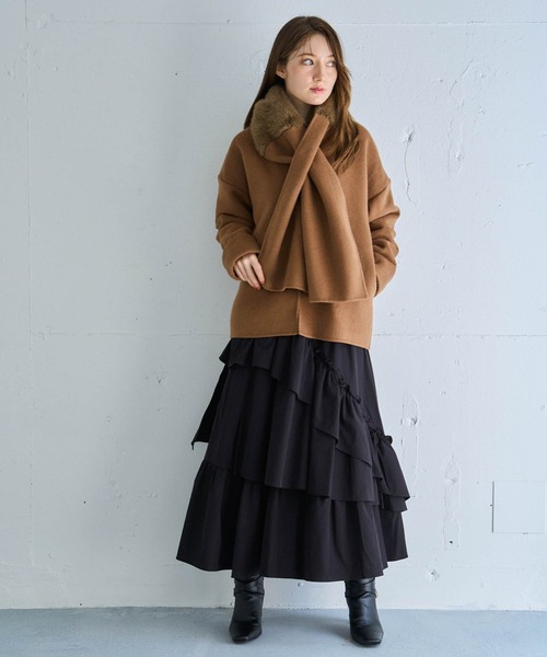 NOELA（ノエラ）の「ファーストール付きリバーミドルコート（その他アウター・レディース・レッド/キャメル・フリー）」の15枚目の写真