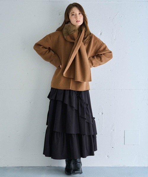 NOELA（ノエラ）の「ファーストール付きリバーミドルコート（その他アウター・レディース・レッド/キャメル・フリー）」の16枚目の写真