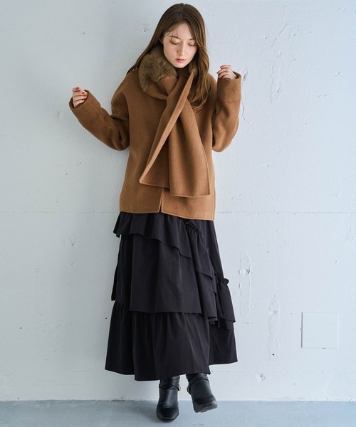 NOELA（ノエラ）の「ファーストール付きリバーミドルコート（その他アウター・レディース・レッド/キャメル・フリー）」の17枚目の写真