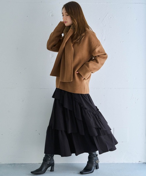 NOELA（ノエラ）の「ファーストール付きリバーミドルコート（その他アウター・レディース・レッド/キャメル・フリー）」の18枚目の写真