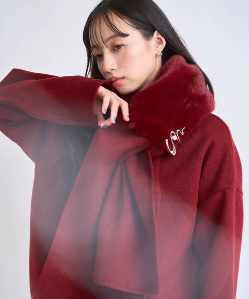 NOELA（ノエラ）の「ファーストール付きリバーミドルコート（その他アウター・レディース・レッド/キャメル・フリー）」の20枚目の写真