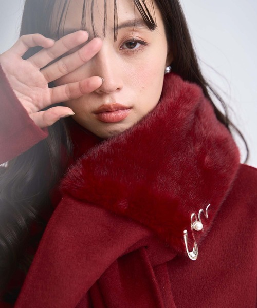 NOELA（ノエラ）の「ファーストール付きリバーミドルコート（その他アウター・レディース・レッド/キャメル・フリー）」の21枚目の写真