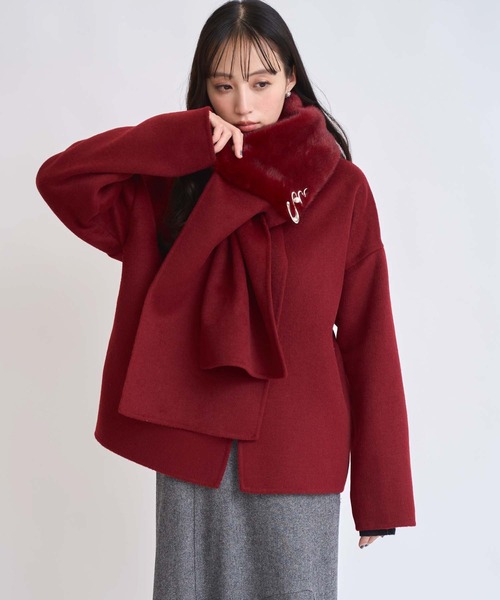 NOELA（ノエラ）の「ファーストール付きリバーミドルコート（その他アウター・レディース・レッド/キャメル・フリー）」の22枚目の写真