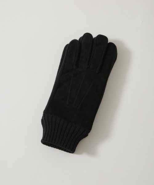 NANO universe(ナノユニバース)の「タッチパネル対応 Thinsulate スウェード×ニット切替グローブ(手袋・メンズ・ブラック/ネイビー・FREE)」の3枚目の写真