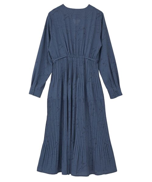 YECCA VECCA(イェッカヴェッカ)の「ラインボタニカル柄プリーツワンピース(ワンピース・レディース・ブルー/ダークベージュ・FREE)」の5枚目の写真