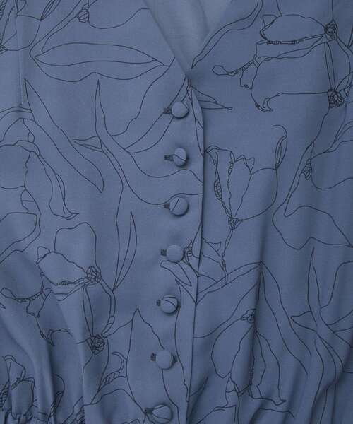 YECCA VECCA(イェッカヴェッカ)の「ラインボタニカル柄プリーツワンピース(ワンピース・レディース・ブルー/ダークベージュ・FREE)」の10枚目の写真