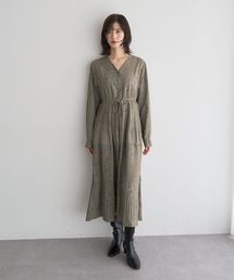 YECCA VECCA | ラインボタニカル柄プリーツワンピース(ワンピース)