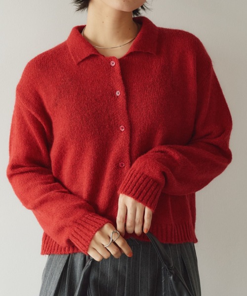 完売品 CUNE ボロボロ風のカーディガン 3 赤 ボロボロなボロボロ風のカーディガン｜謎｜CUNE ONLINE STORE