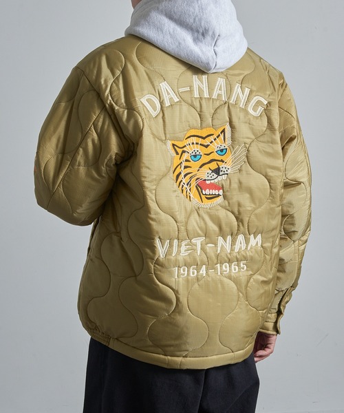 HOUSTON（ヒューストン）の「【HOUSTON】51511 NYLON VIETNAM JACKETT (TIGER)（ナイロンジャケット・メンズ・オリーブ/ブラック・M/L/XL）」の2枚目の写真