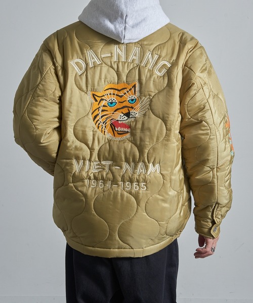 HOUSTON（ヒューストン）の「【HOUSTON】51511 NYLON VIETNAM JACKETT (TIGER)（ナイロンジャケット・メンズ・オリーブ/ブラック・M/L/XL）」の3枚目の写真