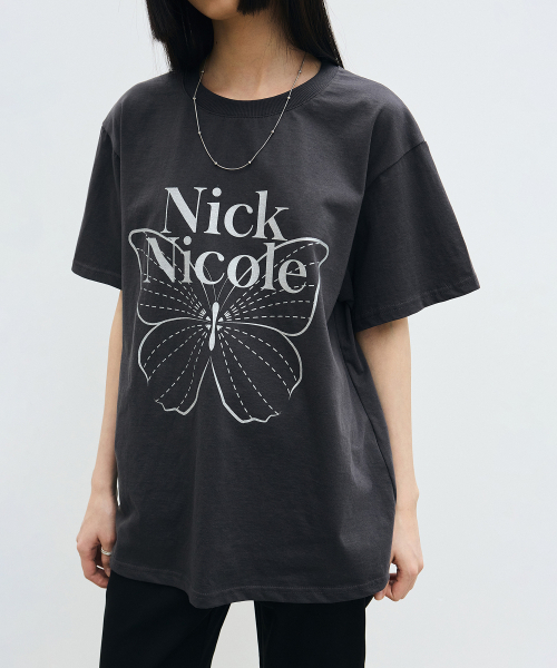 NICK&NICOLE（ニックアンドニコール）の「BIG BUTTERFLY SLEEVE TOP_CHARCOAL SILVER（Tシャツ/カットソー・レディース・その他・FREE）」の2枚目の写真