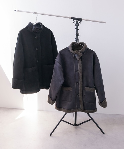 bohmal（ボマール）の「フェイクムートンスタンドジャケット（その他アウター・レディース・ブラック/チャコールグレー・FREE）」の16枚目の写真