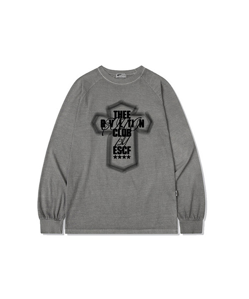 ESCAPEFROM（エスケープフロム）の「ライトクロスプリントオーバーサイズピグメントロングスリーブ [4色]（Tシャツ/カットソー・レディース・ブルー/グレー/バーガンディー/ブラウン・MEDIUM）」の2枚目の写真