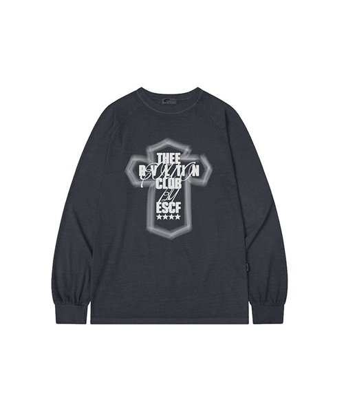 ESCAPEFROM（エスケープフロム）の「ライトクロスプリントオーバーサイズピグメントロングスリーブ [4色]（Tシャツ/カットソー・レディース・ブルー/グレー/バーガンディー/ブラウン・MEDIUM）」の4枚目の写真