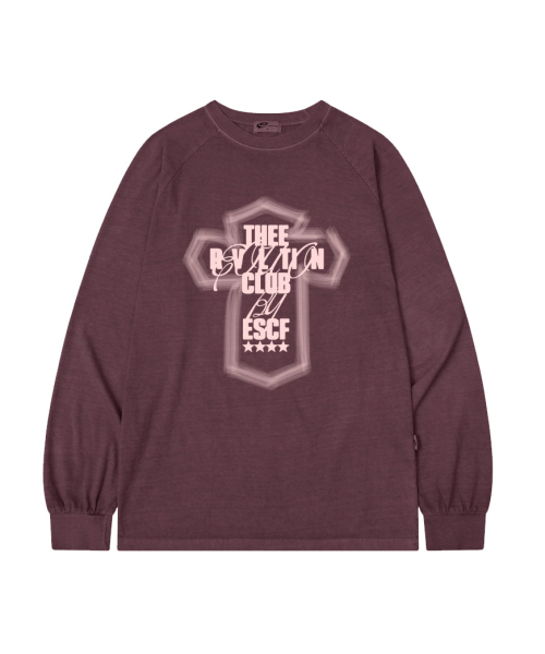 ESCAPEFROM（エスケープフロム）の「ライトクロスプリントオーバーサイズピグメントロングスリーブ [4色]（Tシャツ/カットソー・レディース・ブルー/グレー/バーガンディー/ブラウン・MEDIUM）」の5枚目の写真