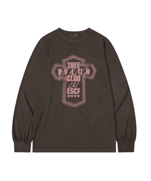ESCAPEFROM（エスケープフロム）の「ライトクロスプリントオーバーサイズピグメントロングスリーブ [4色]（Tシャツ/カットソー・レディース・ブルー/グレー/バーガンディー/ブラウン・MEDIUM）」の6枚目の写真