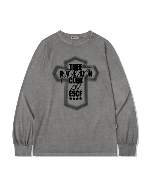 ESCAPEFROM（エスケープフロム）の「ライトクロスプリントオーバーサイズピグメントロングスリーブ [4色]（Tシャツ/カットソー・レディース・ブルー/グレー/バーガンディー/ブラウン・MEDIUM）」の8枚目の写真