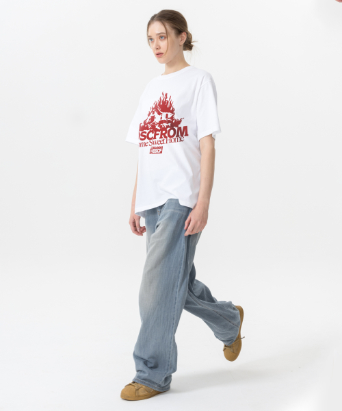 ESCAPEFROM（エスケープフロム）の「バーニングスイートホームプリントオーバーサイズ半袖Tシャツホワイト（Tシャツ/カットソー・レディース・その他・SMALL/MEDIUM/LARGE）」の6枚目の写真
