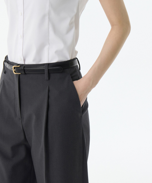 MUSINSA STANDARD WOMAN（ムシンサスタンダードウーマン）の「ウィメンズウエストバンドレスワイドスラックス[グレー]（スラックス・レディース・その他・34/32/30/24/25/26/27/29/28/31）」の7枚目の写真