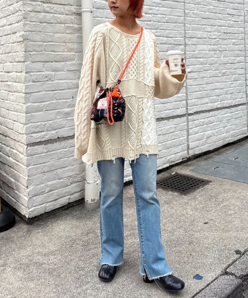 CIAOPANIC TYPY（チャオパニックティピー）の「【SOUNDSGOOOOD】ゴブラン巾着バッグ（ショルダーバッグ・メンズ・アイボリー/ブラック・ONE SIZE）」の9枚目の写真