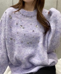 ROGER AND RAW（ロジャーアンドロウ）の「ビジュー付きモヘアタッチニットトップス（ニット/セーター・レディース）」