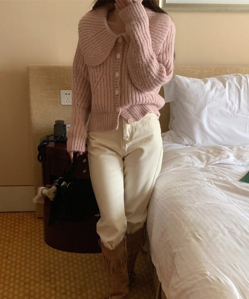 Vipoa（ヴィポア）の「Big lapel chunky knit cardigan（ニット/セーター・レディース・オートミール/グリーン/ピンク/アイボリー・FREE）」の19枚目の写真