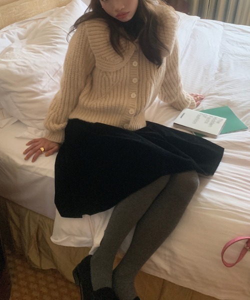 Vipoa（ヴィポア）の「Big lapel chunky knit cardigan（ニット/セーター・レディース・オートミール/グリーン/ピンク/アイボリー・FREE）」の22枚目の写真