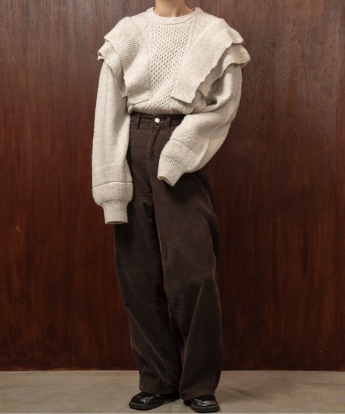 lawgy（ラウジー）の「rib frill volume sleeve cable knit / リブフリルボリュームスリーブケーブルニット（ニット/セーター・レディース・クリーム/オートミール・FREE）」の16枚目の写真