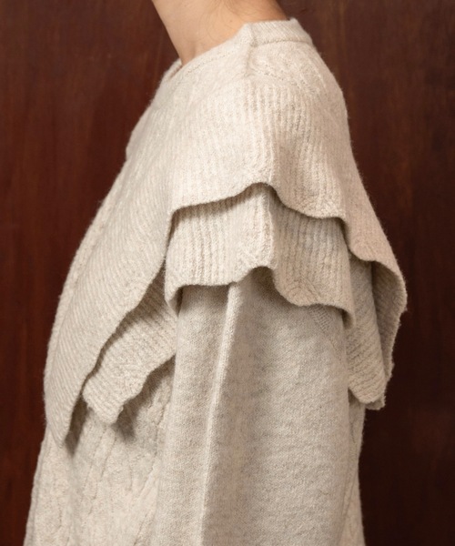 lawgy（ラウジー）の「rib frill volume sleeve cable knit / リブフリルボリュームスリーブケーブルニット（ニット/セーター・レディース・クリーム/オートミール・FREE）」の13枚目の写真