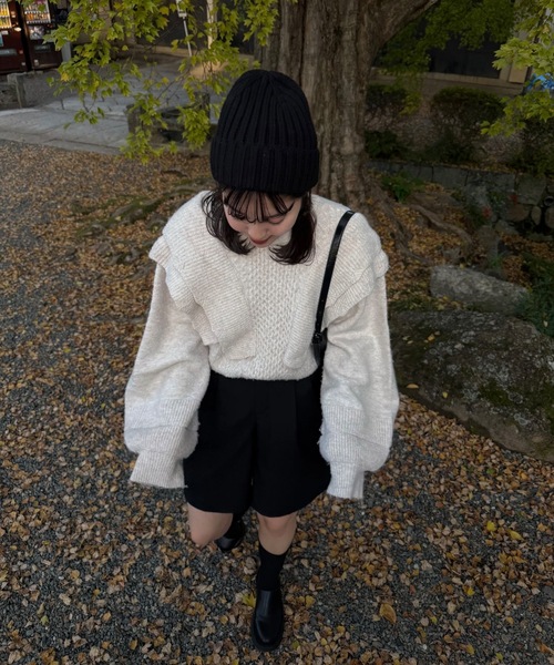 lawgy（ラウジー）の「rib frill volume sleeve cable knit / リブフリルボリュームスリーブケーブルニット（ニット/セーター・レディース・クリーム/オートミール・FREE）」の21枚目の写真