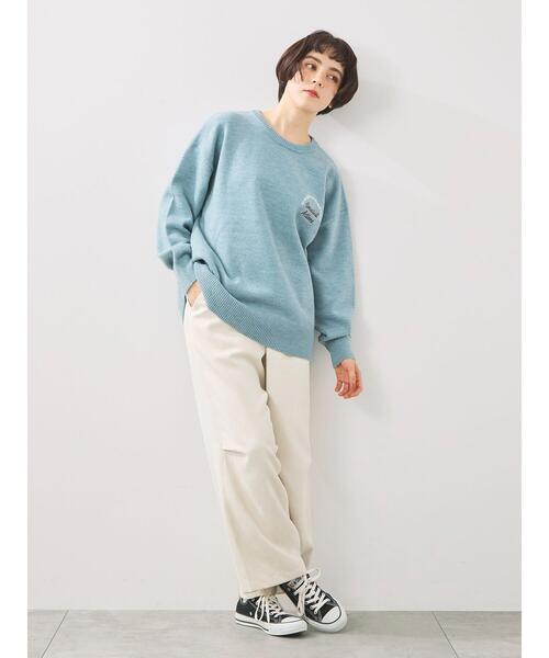 SM2（エスエムツー）の「ロゴ刺繍ニットプルオーバー（ニット/セーター・レディース・グレー/レッド/ベージュ/ネイビー/ミント・F）」の4枚目の写真