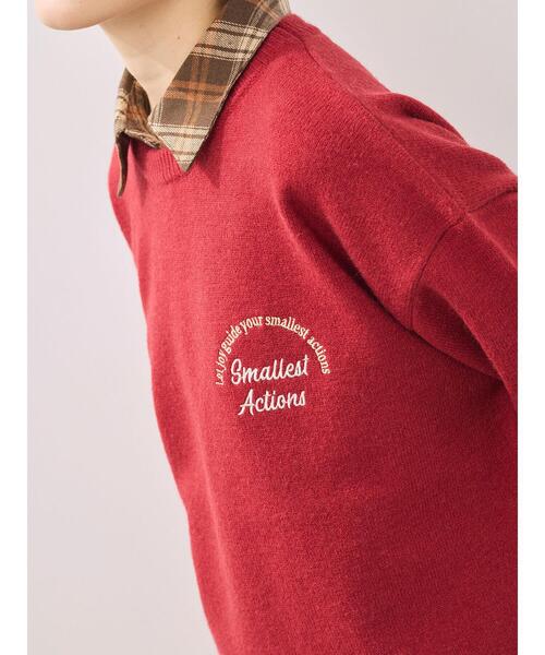 SM2（エスエムツー）の「ロゴ刺繍ニットプルオーバー（ニット/セーター・レディース・グレー/レッド/ベージュ/ネイビー/ミント・F）」の20枚目の写真