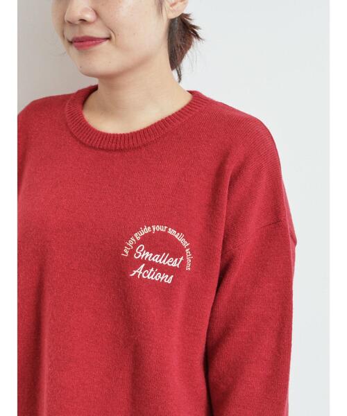 SM2（エスエムツー）の「ロゴ刺繍ニットプルオーバー（ニット/セーター・レディース・グレー/レッド/ベージュ/ネイビー/ミント・F）」の15枚目の写真
