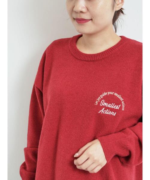 SM2（エスエムツー）の「ロゴ刺繍ニットプルオーバー（ニット/セーター・レディース・グレー/レッド/ベージュ/ネイビー/ミント・F）」の16枚目の写真