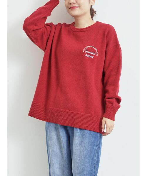 SM2（エスエムツー）の「ロゴ刺繍ニットプルオーバー（ニット/セーター・レディース・グレー/レッド/ベージュ/ネイビー/ミント・F）」の17枚目の写真